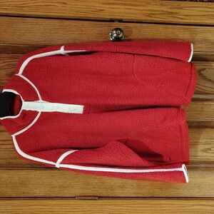 Beautiful Red Fleece Pullover with White Accents & Snap Neck NWT 4X (28W-30W)